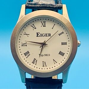 EIGER TYP 5023 Men’s Fashion Quartz Wristwatch Roman Numerals Working Condition